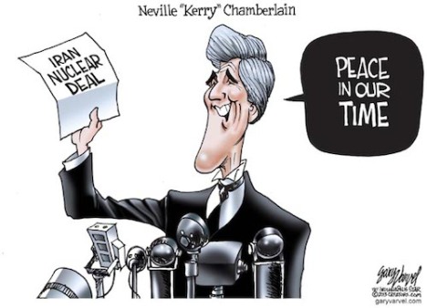 Cartoonist Gary Varvel: John Kerry as Neville Chamberlain